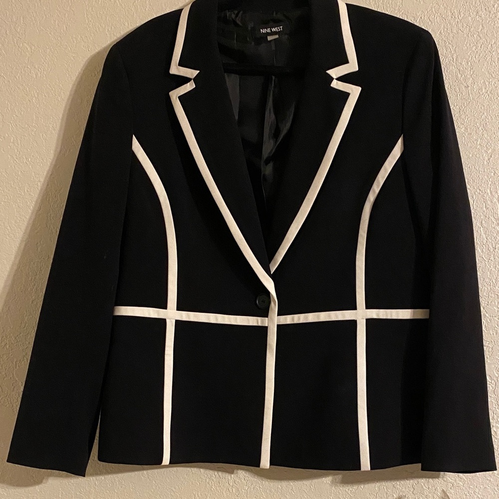 Nine West Black Blazer with White Trim